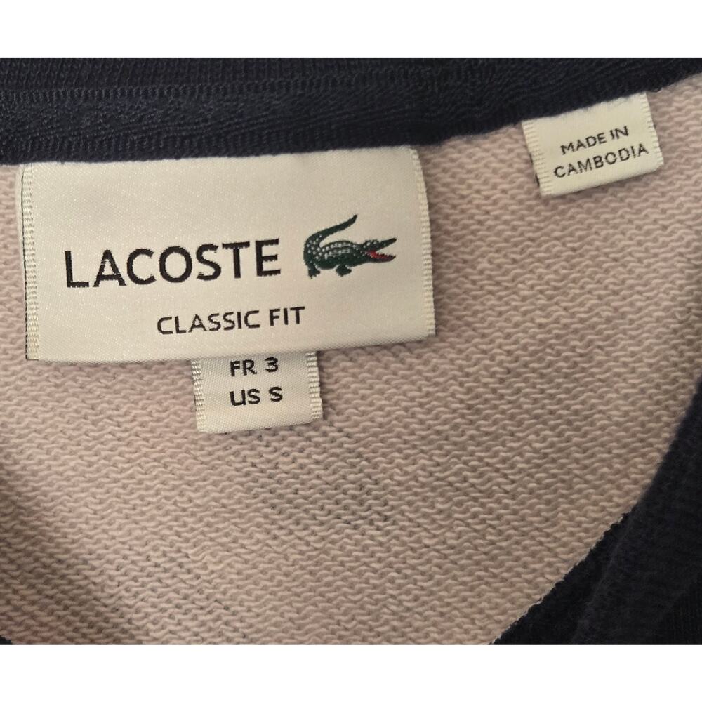 Men's Lacoste Pullover Crewneck All Over Print Classic Fit Navy Sweatshirt Small - Picture 3 of 4